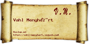 Vahl Menyhért névjegykártya